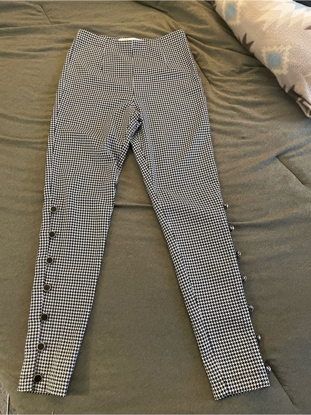 Lovers + Friends Black and White Gingham Snap-Accent Cropped Pants